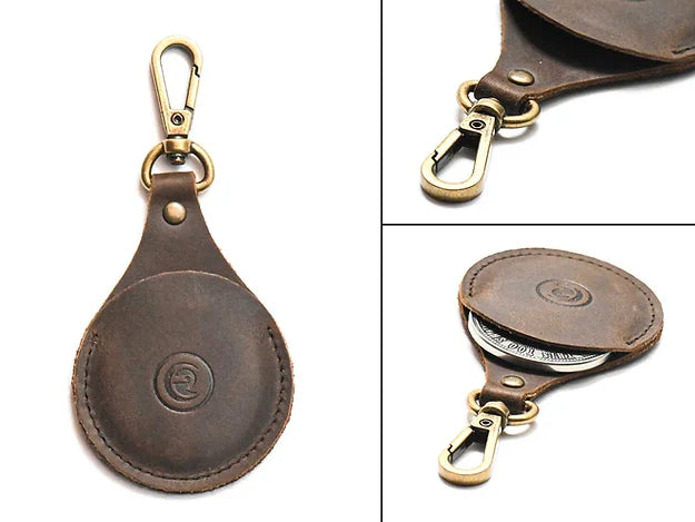 Coin Holder Leather Key Tag