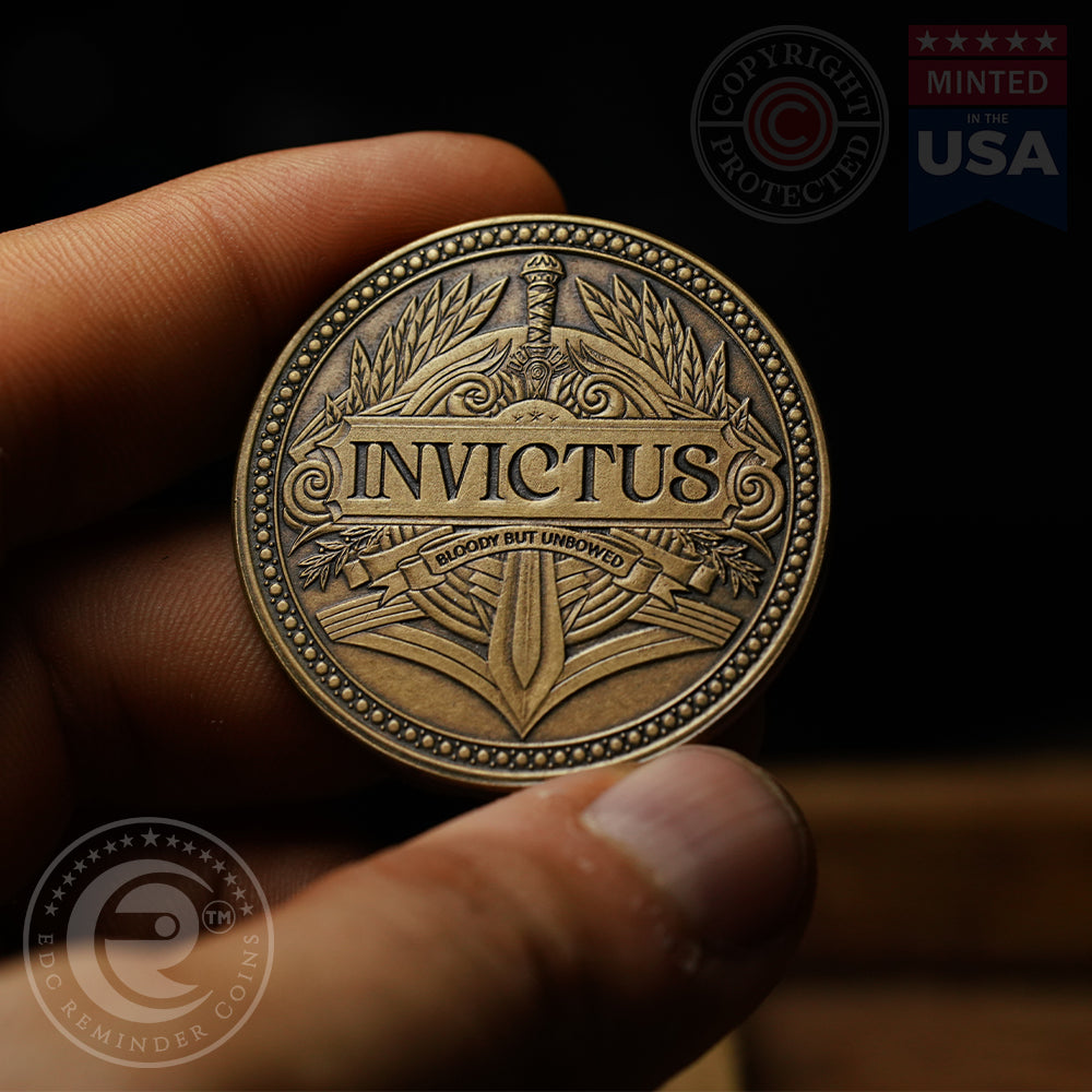 Inv Coin Invictus Coin | Unconquered Spirit Reminder Gift – EDC Reminder Coins