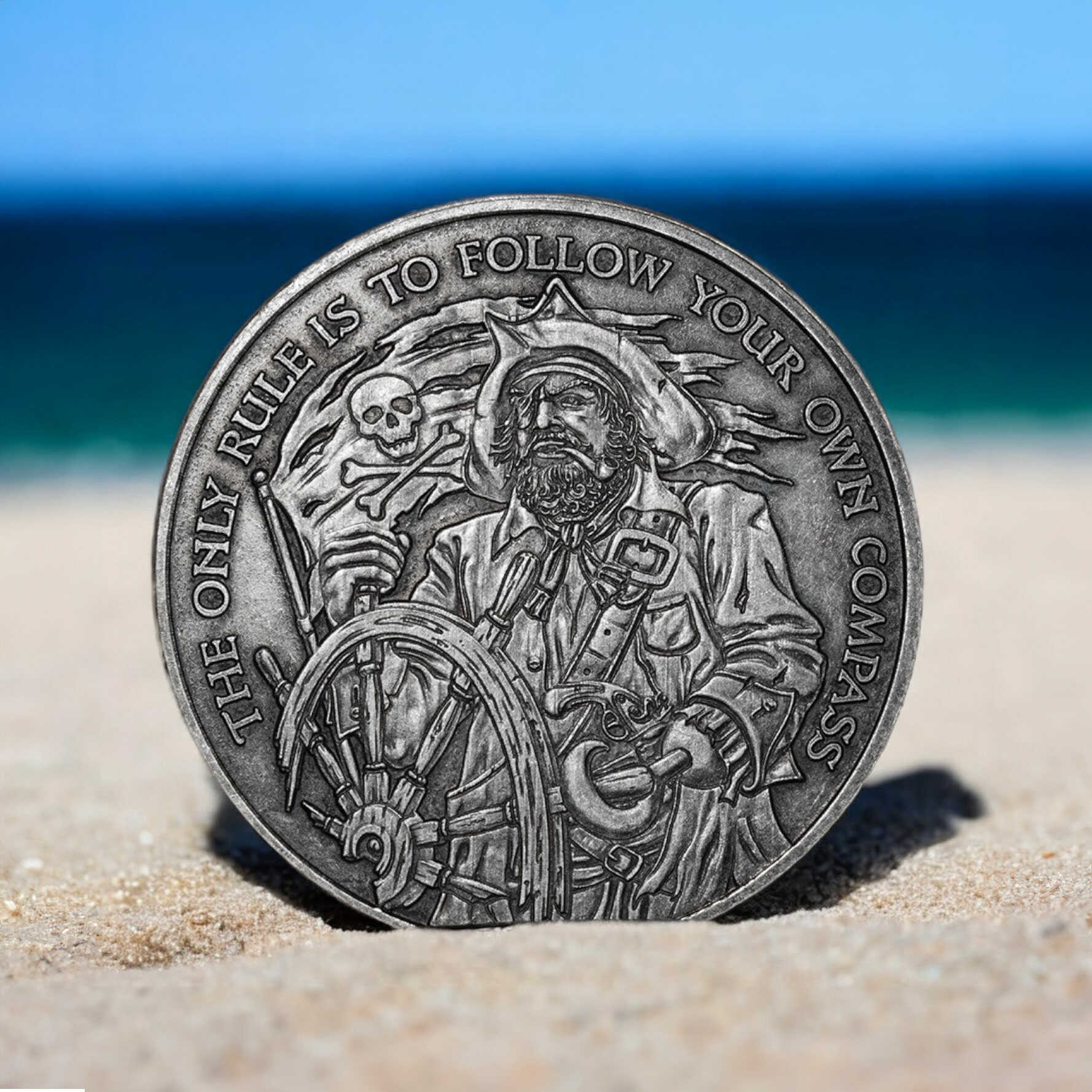 Compus Coin Pirate Compass Coin – EDC Reminder Coins