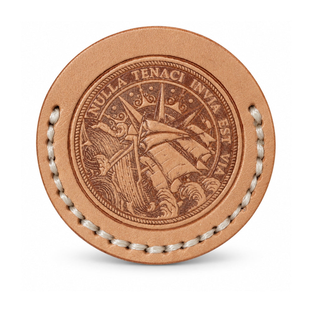 Tenacity natural tan leather coin sleeve with ivory stitching, sleeve only ship